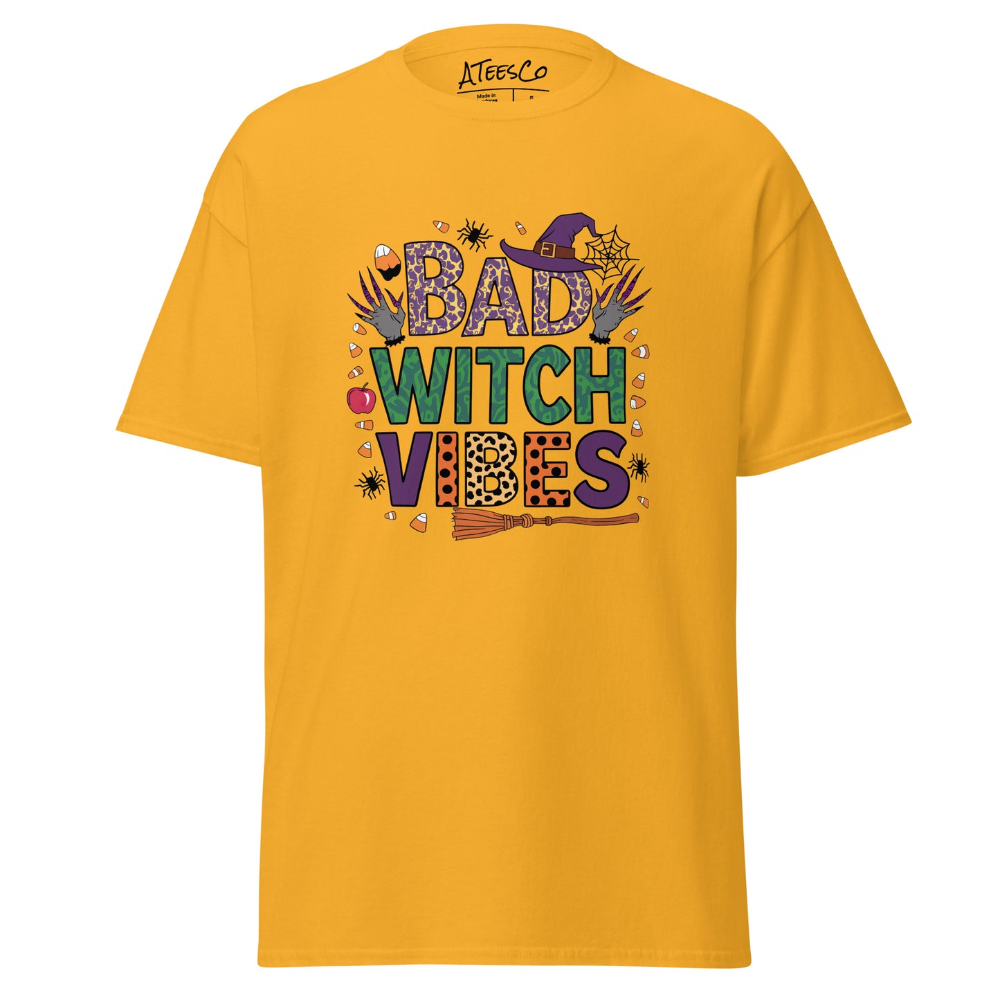 Bad Witch Vibes T-Shirt (Halloween Witch) Color: Gold