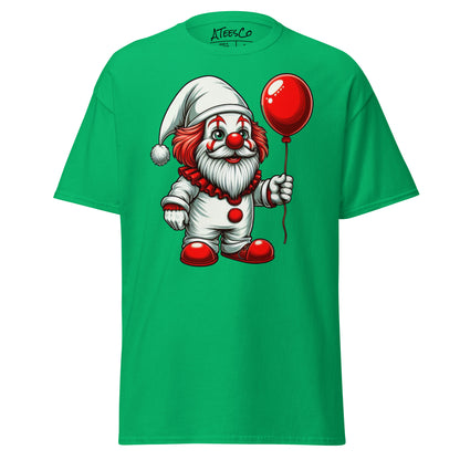 Scary Gnome with Red Balloon T-Shirt Color: Irish Green