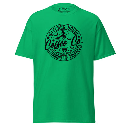 Witches Brew Coffee Co Stirring Up Trouble (Halloween) T-Shirt Color: Irish Green