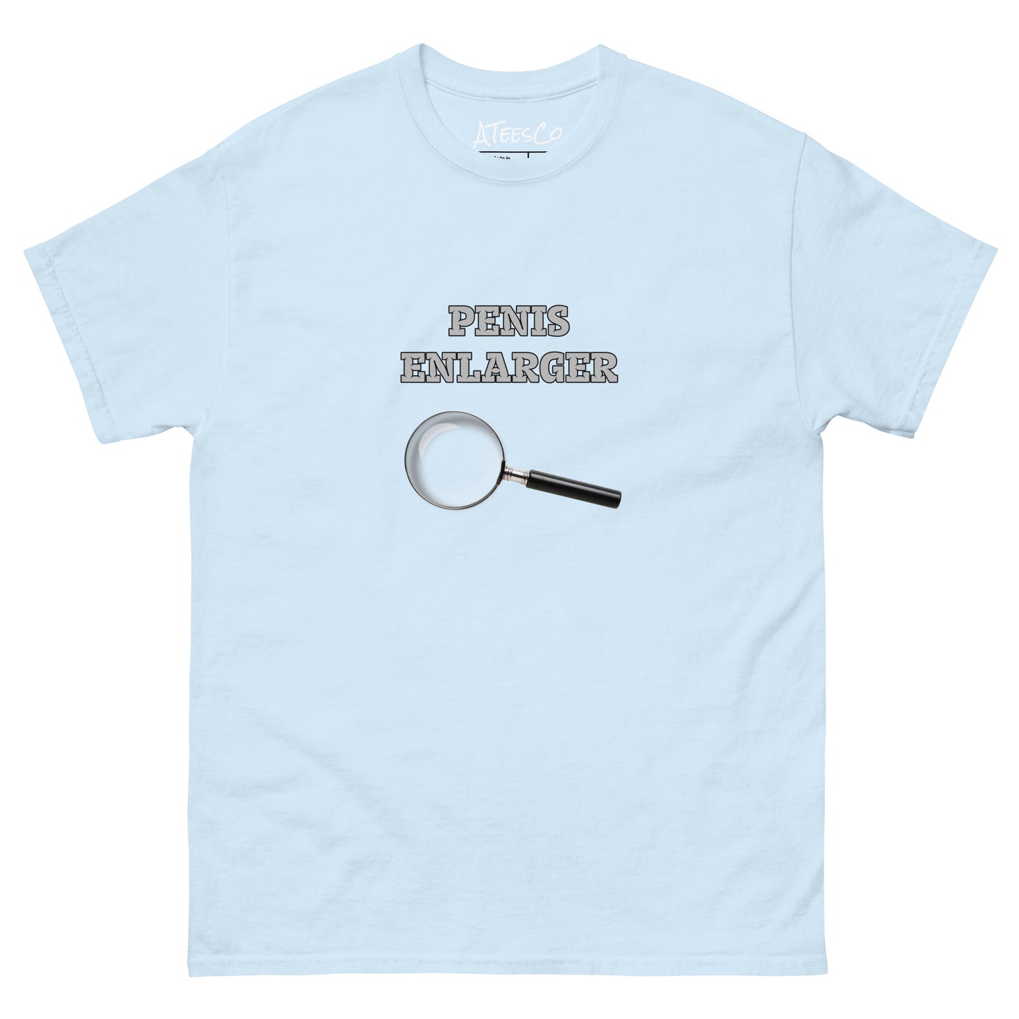 Penis Enlarger T-Shirt (Funny Adult Sexual Humor) Color: Light Blue