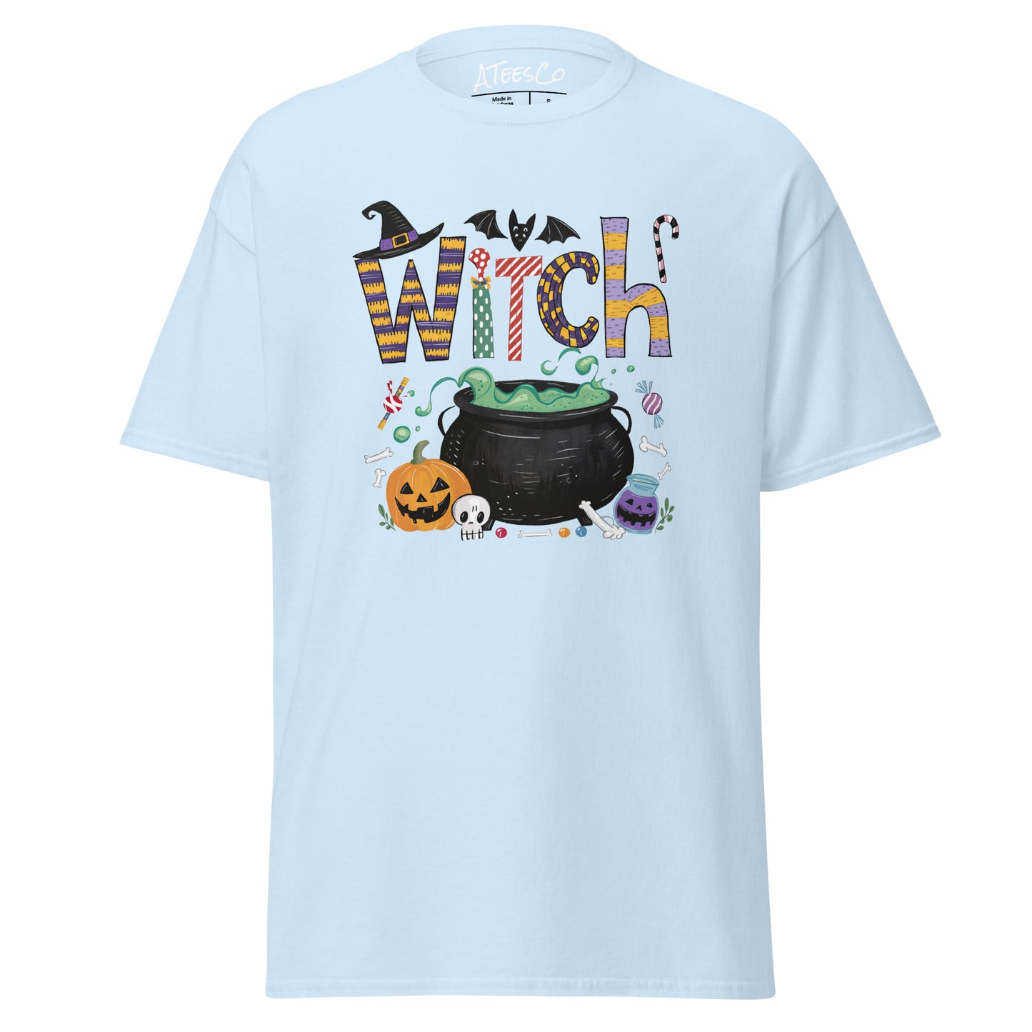 Witch (Halloween Witch) T-Shirt - Color: Light Blue