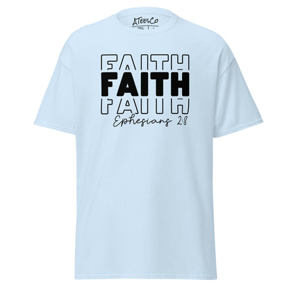 Faith Ephesians 2:8 T-Shirt (Message of Grace and Salvation) - Color: Light Blue