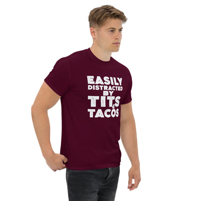 Easily Distracted by Tits and Tacos Graphic Tee Shirt