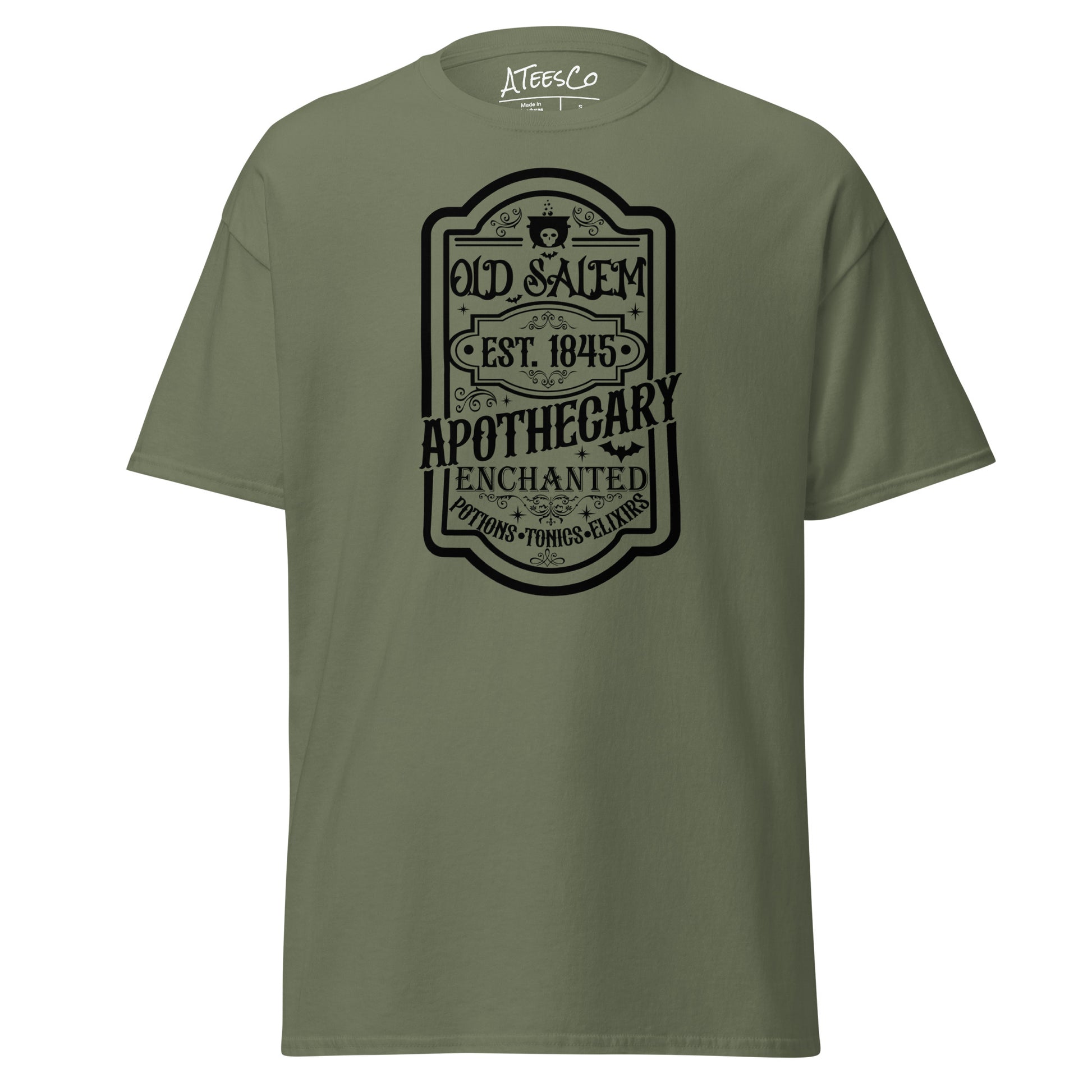 Old Salem Enchanted Apothecary (Halloween) T-Shirt Color: Military Green