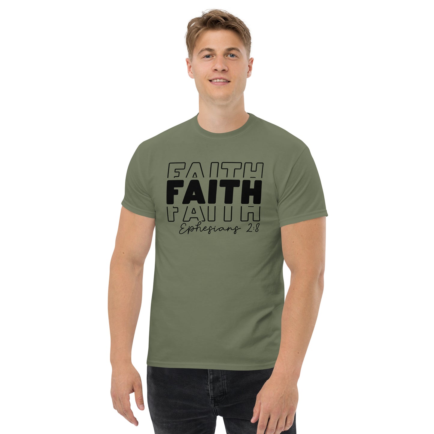 Faith Ephesians 2:8 T-Shirt (Message of Grace and Salvation) - Color: Red