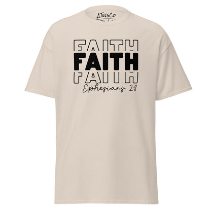 Faith Ephesians 2:8 T-Shirt (Message of Grace and Salvation) - Color: Natural