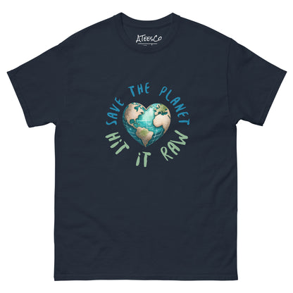 Save the Planet Hit it Raw T-Shirt Color: Navy