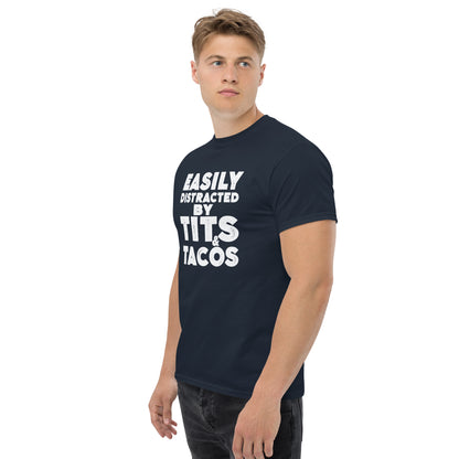 Easily Distracted by Tits and Tacos Graphic Tee Shirt