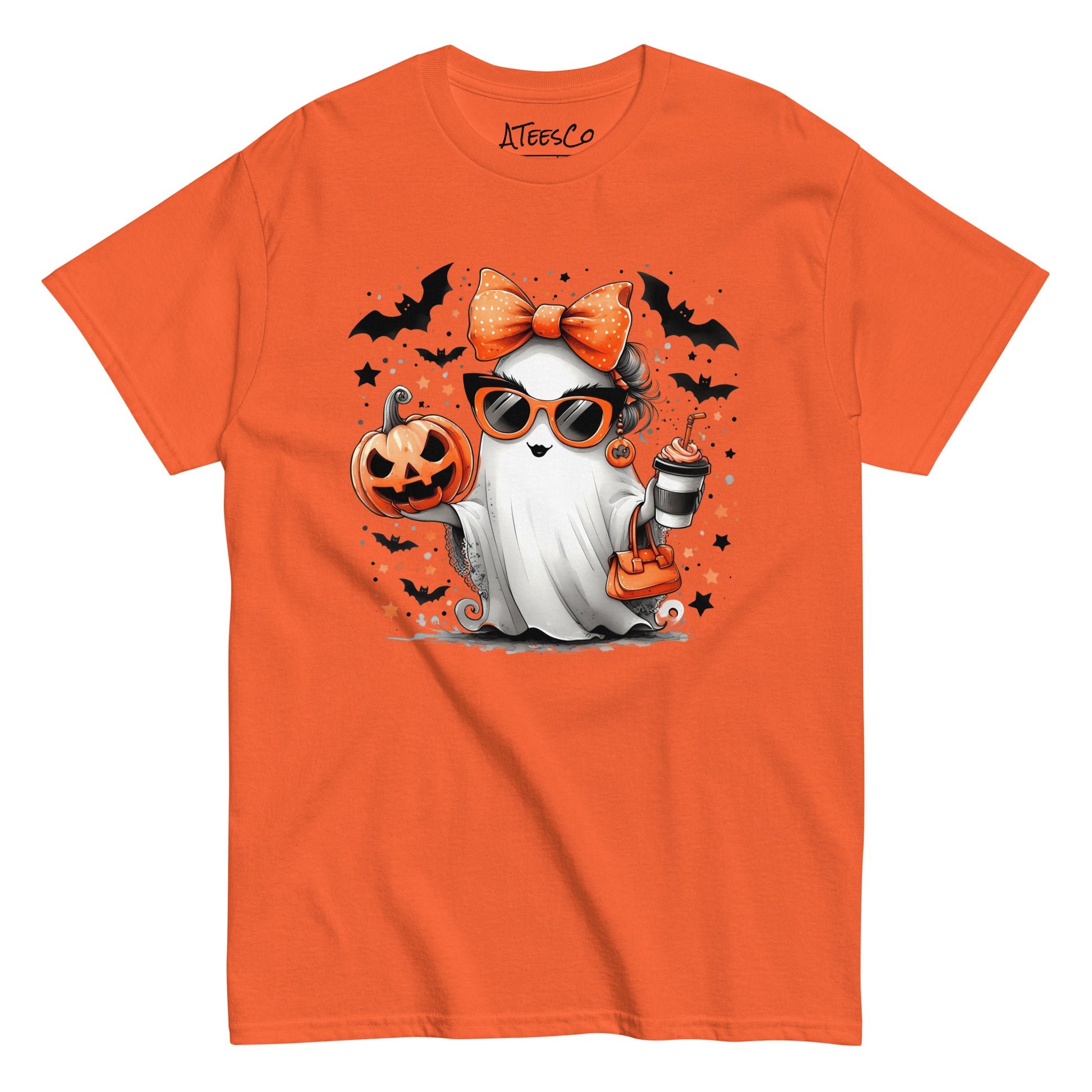 Cute Halloween Mom Ghost T-Shirt Color: Orange