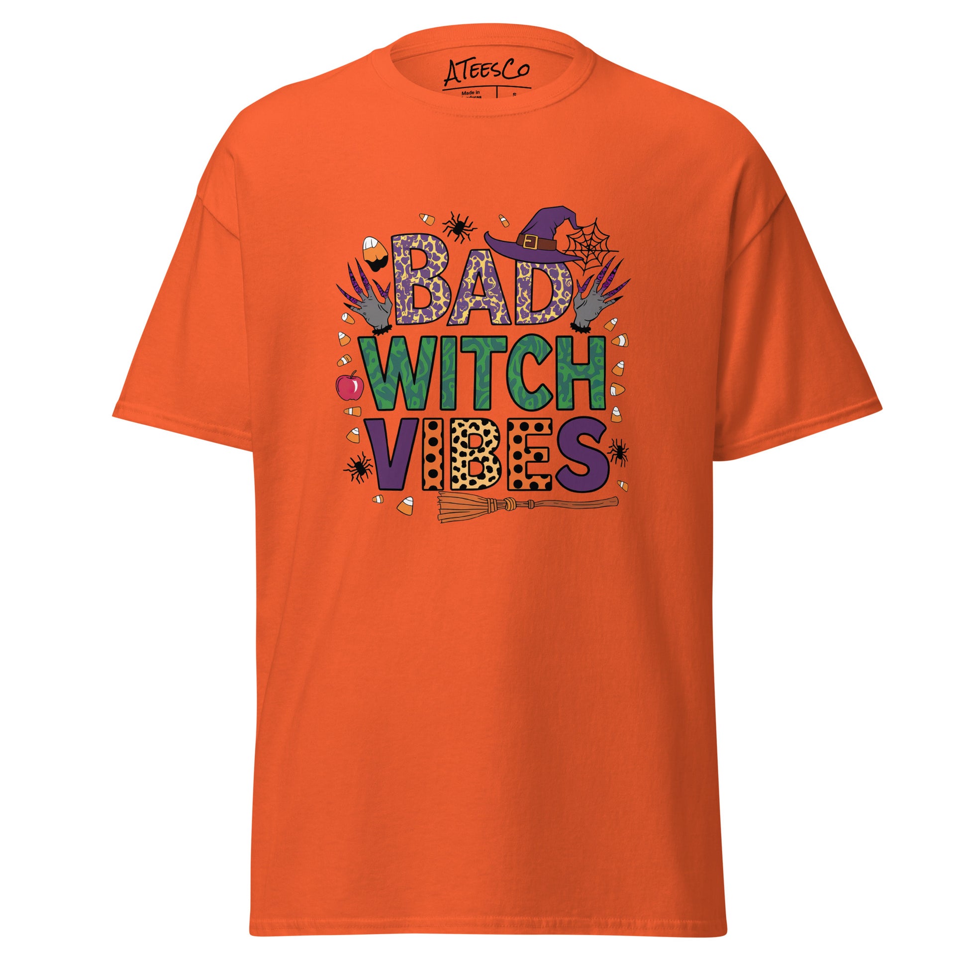 Bad Witch Vibes T-Shirt (Halloween Witch) Color: Orange