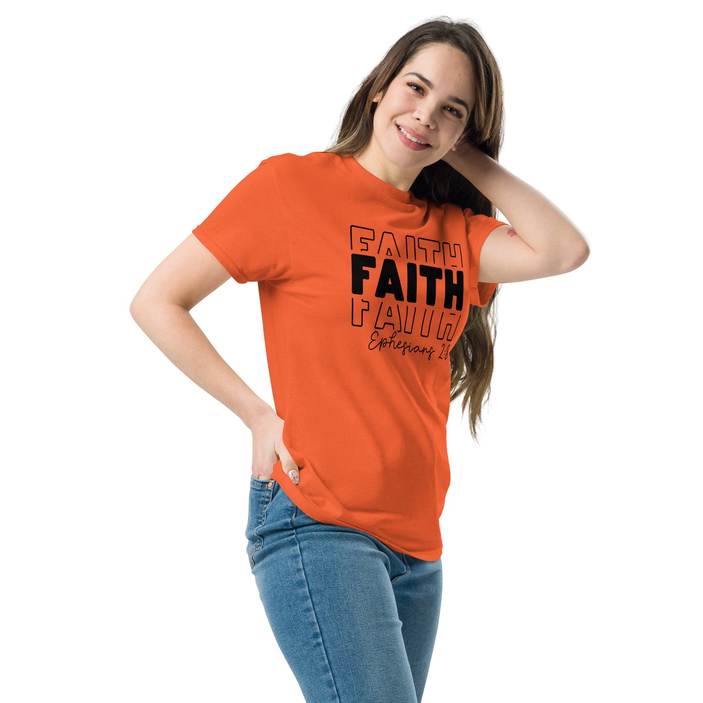 Faith Ephesians 2:8 T-Shirt (Message of Grace and Salvation) - Color: Red