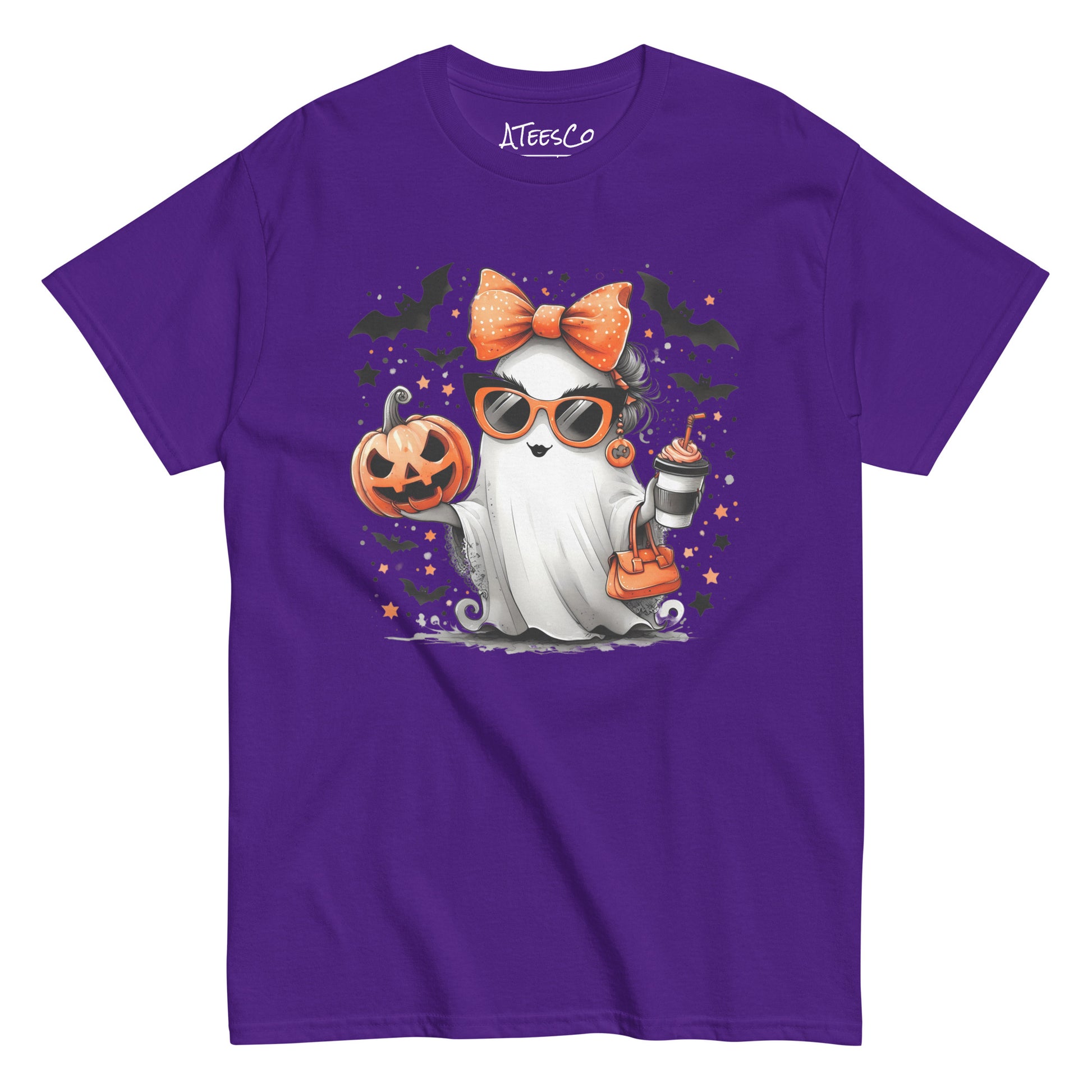 Cute Halloween Mom Ghost T-Shirt Color: Purple