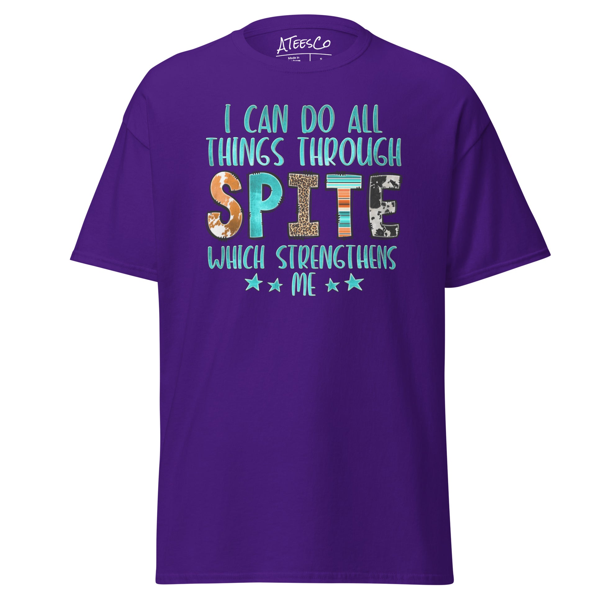 I Can Do All Things Through Spite Which Strengthens Me T-Shirt Color: Purple