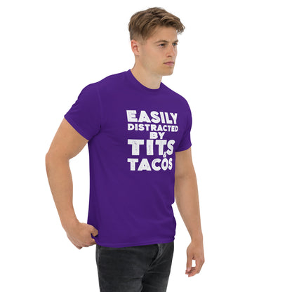 Easily Distracted by Tits and Tacos Graphic Tee Shirt