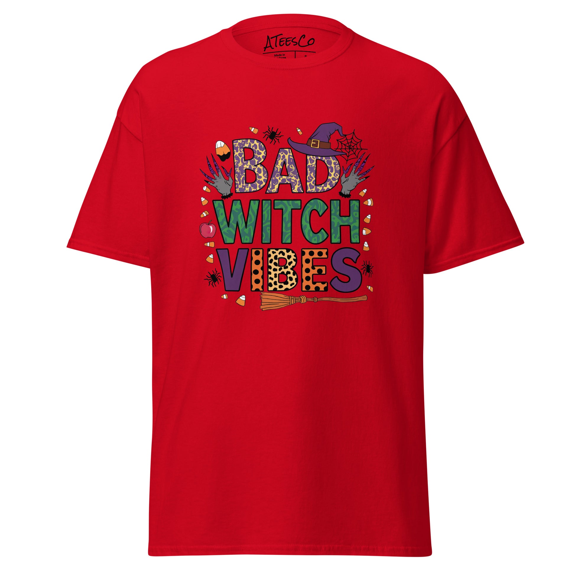 Bad Witch Vibes T-Shirt (Halloween Witch) Color: Red