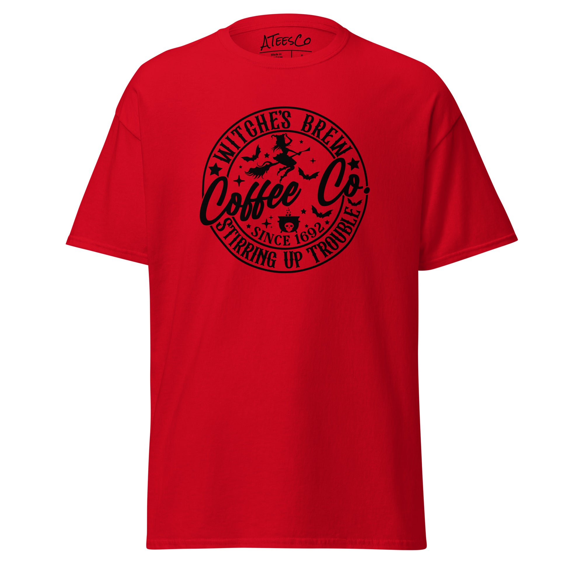 Witches Brew Coffee Co Stirring Up Trouble (Halloween) T-Shirt Color: Red