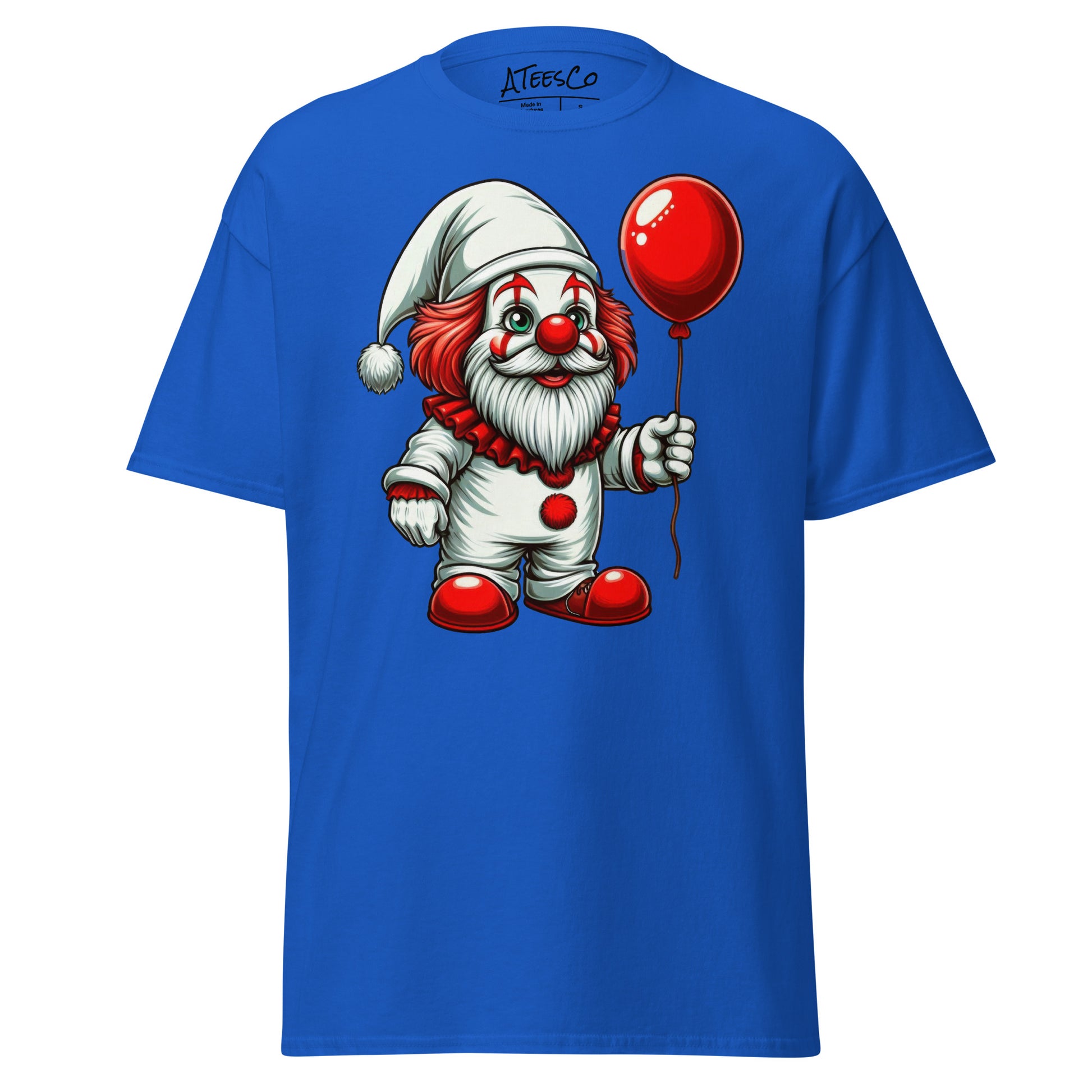 Scary Gnome with Red Balloon T-Shirt Color: Royal