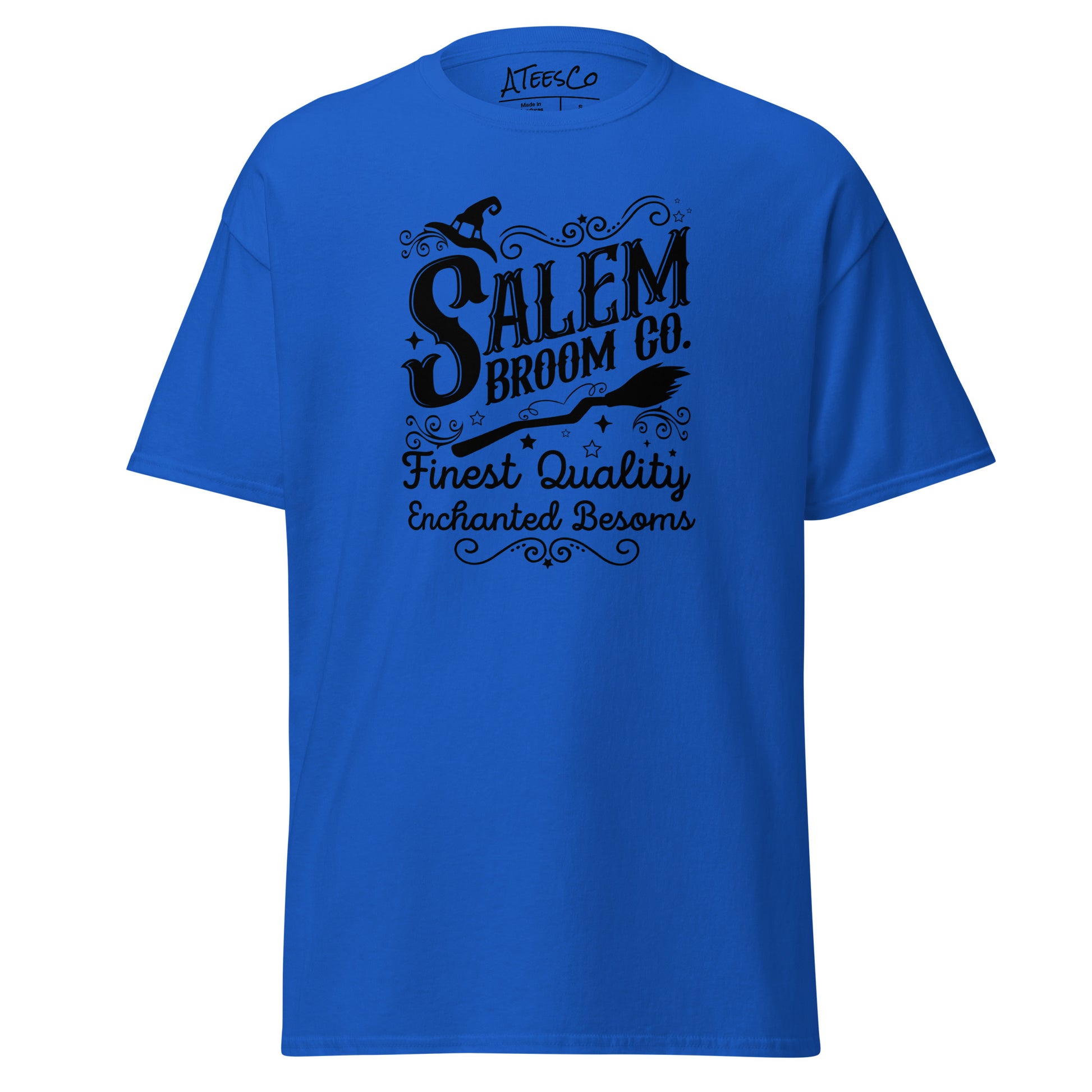 Salem Broom Co Finest Quality Enchanted Besoms (Halloween) T-Shirt Color: Royal