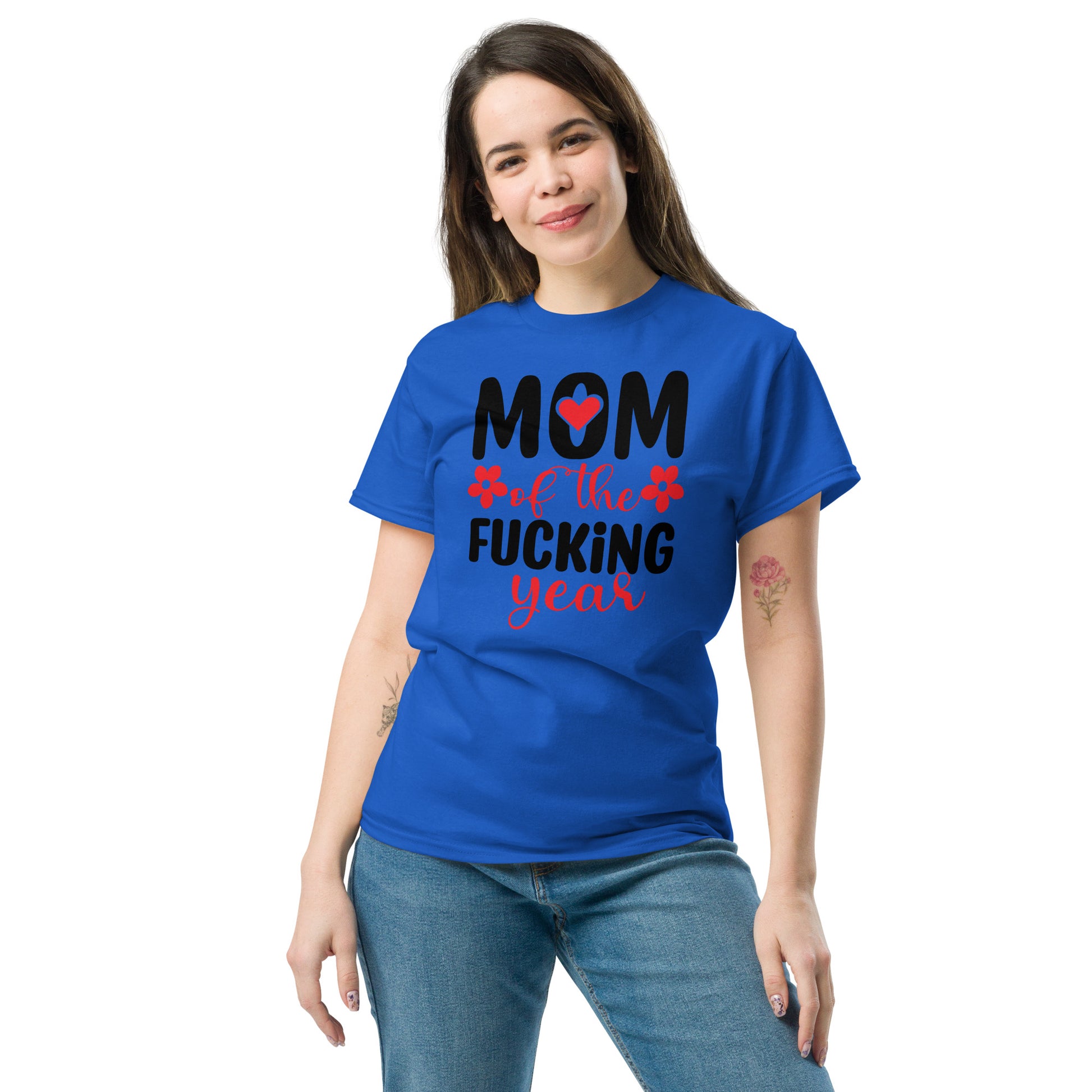 Mom of the Fucking Year Graphic Tee Shirt - Color: Royal - T-Shirt