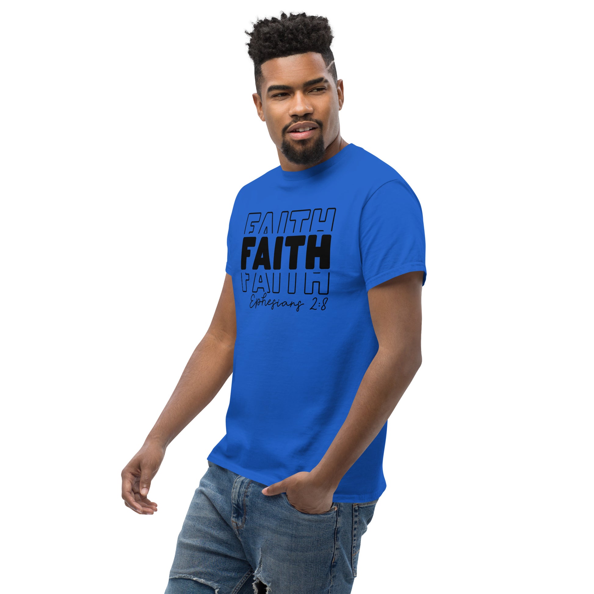 Faith Ephesians 2:8 T-Shirt (Message of Grace and Salvation) - Color: Red