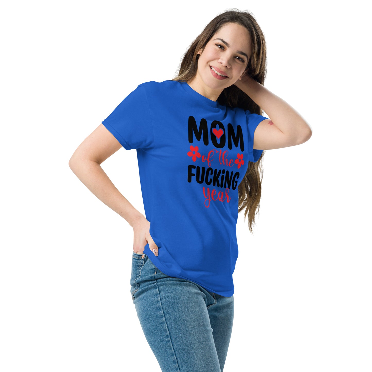 Mom of the Fucking Year Graphic Tee Shirt - Color: Royal - T-Shirt