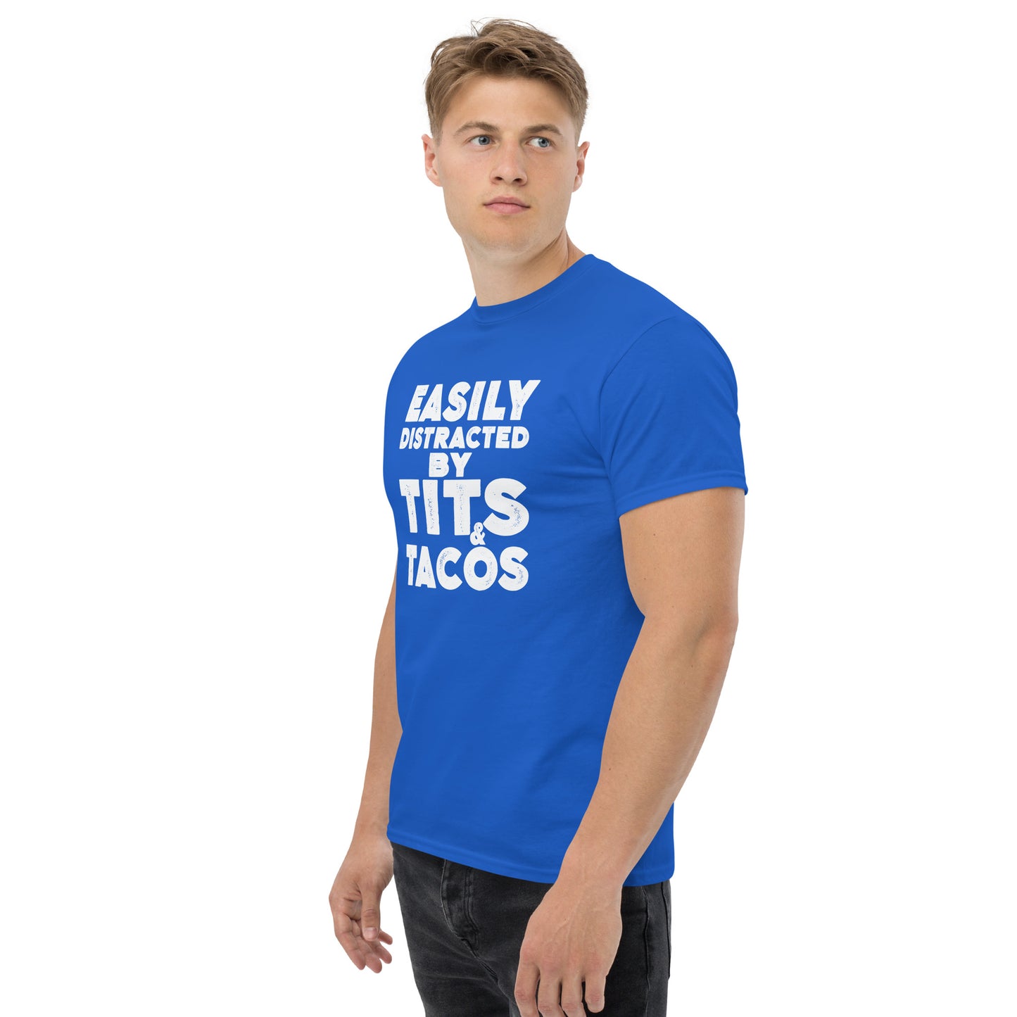 Easily Distracted by Tits and Tacos Graphic Tee Shirt