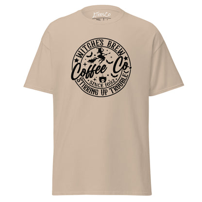 Witches Brew Coffee Co Stirring Up Trouble (Halloween) T-Shirt Color: Sand