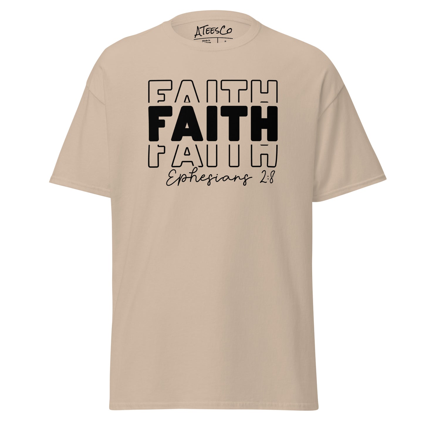 Faith Ephesians 2:8 T-Shirt (Message of Grace and Salvation) - Color: Sand