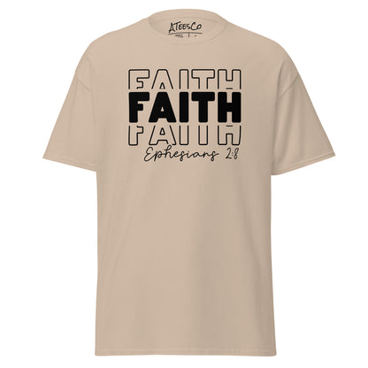 Faith Ephesians 2:8 T-Shirt (Message of Grace and Salvation) - Color: Sand