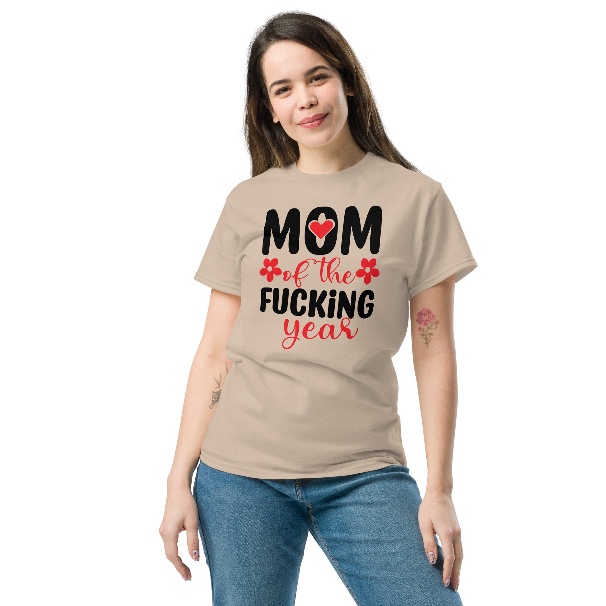 Mom of the Fucking Year Graphic Tee Shirt - Color: Sand - T-Shirt