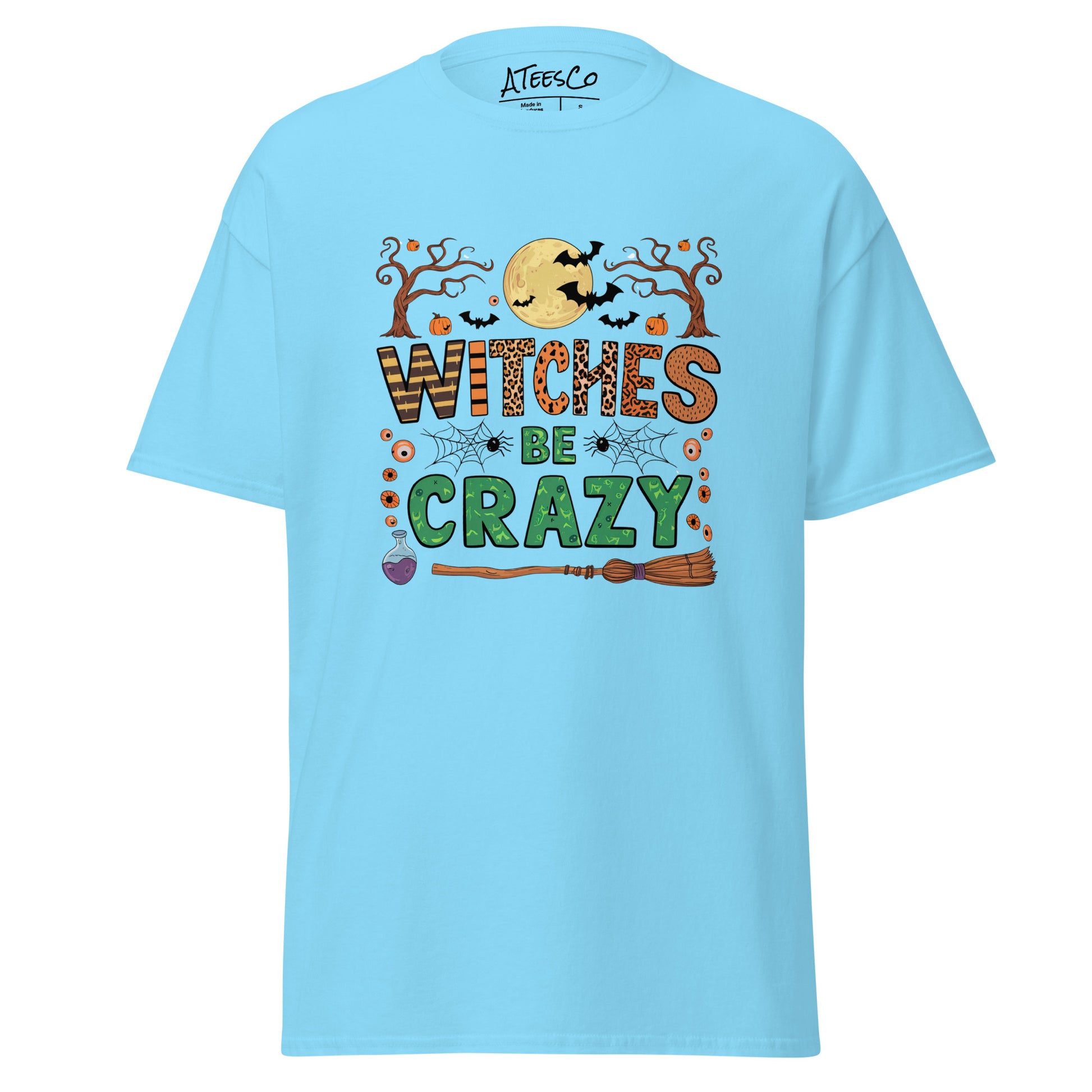 Witches Be Crazy T-Shirt (Halloween Witch) - Color: Sky