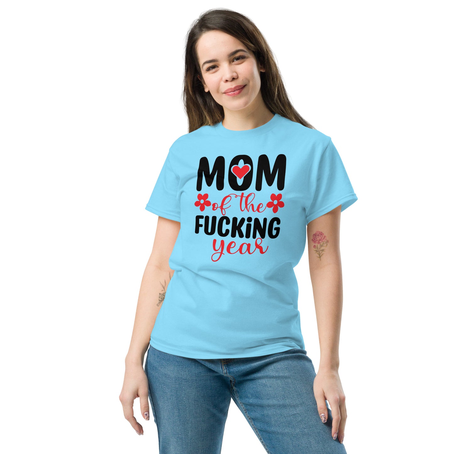 Mom of the Fucking Year Graphic Tee Shirt - Color: Sky - T-Shirt