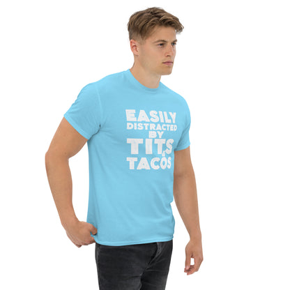 Easily Distracted by Tits and Tacos Graphic Tee Shirt