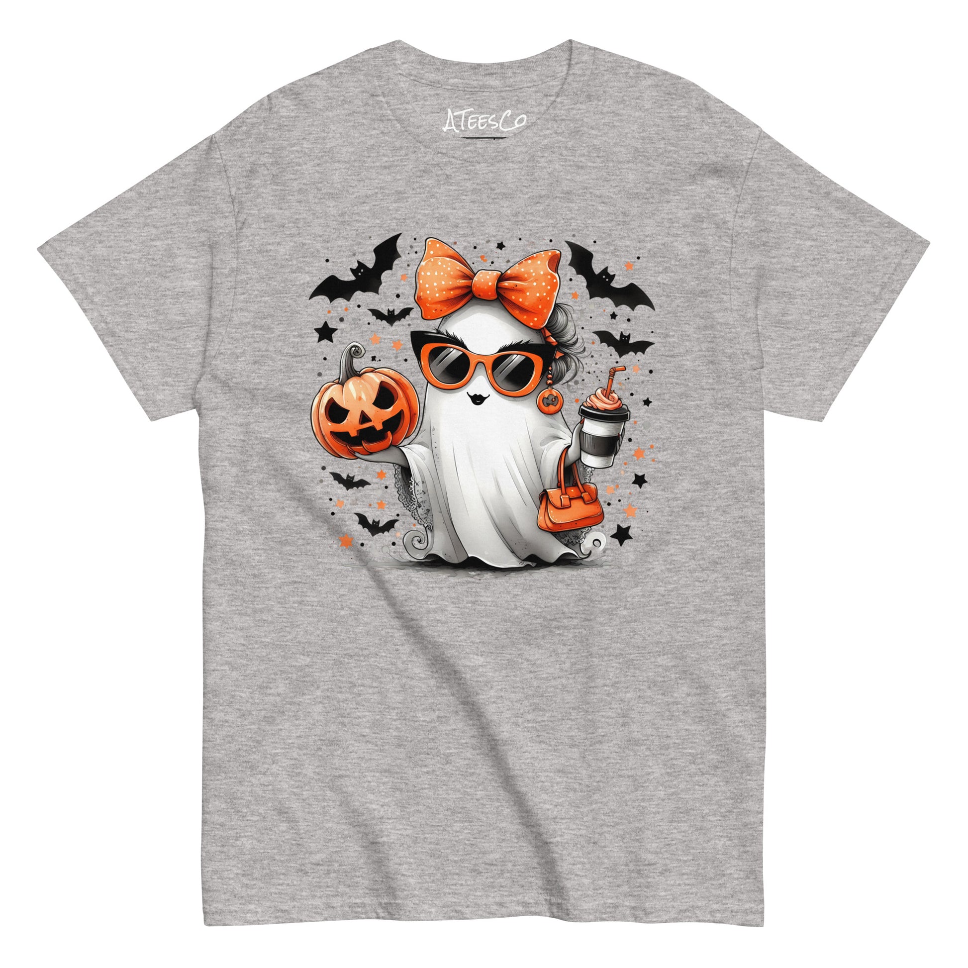 Cute Halloween Mom Ghost T-Shirt Color: Sport Grey