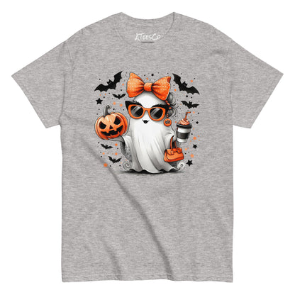 Cute Halloween Mom Ghost T-Shirt Color: Sport Grey