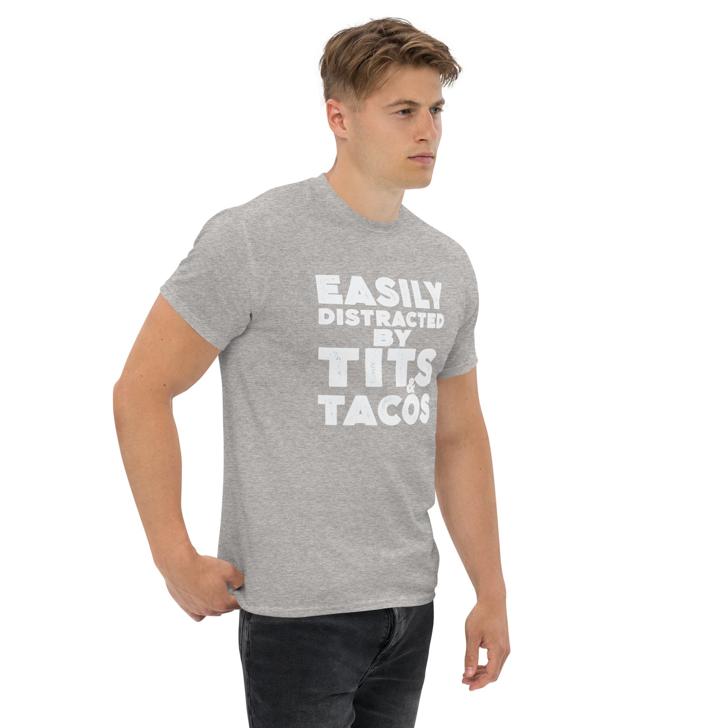 Easily Distracted by Tits and Tacos Graphic Tee Shirt