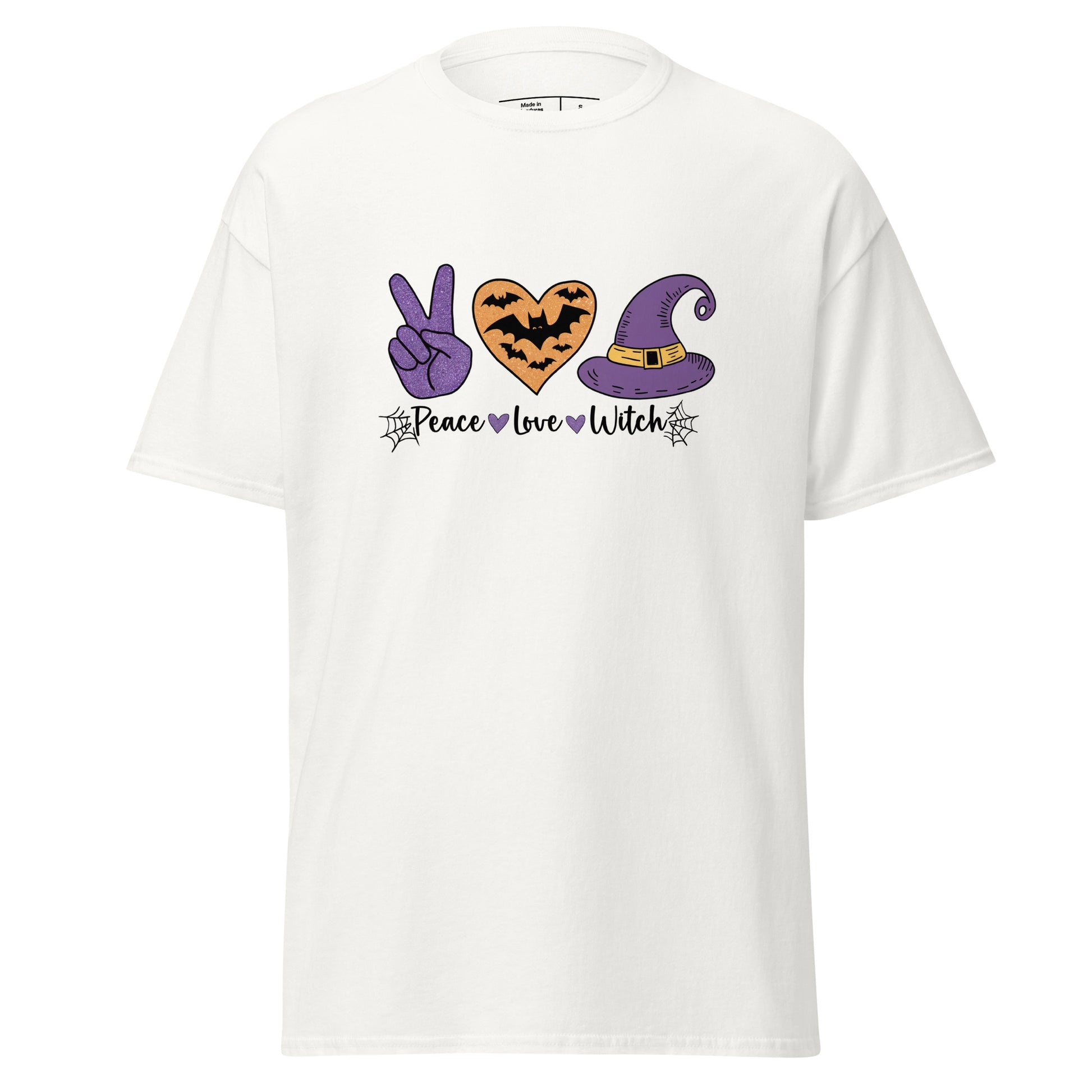 Peace Love Witch T-Shirt (Halloween Witch) Color: White