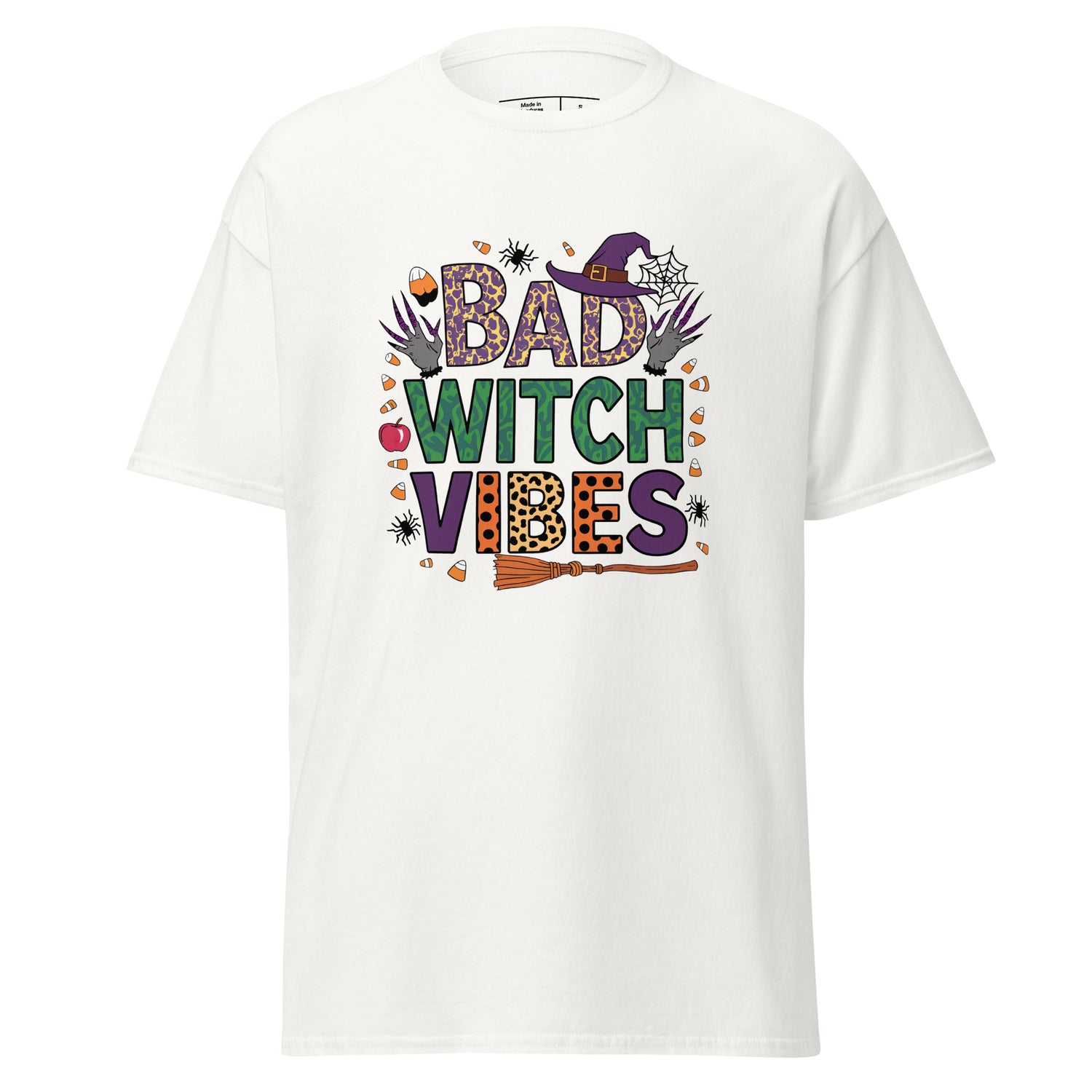 Bad Witch Vibes T-Shirt (Halloween Witch) - Color: White