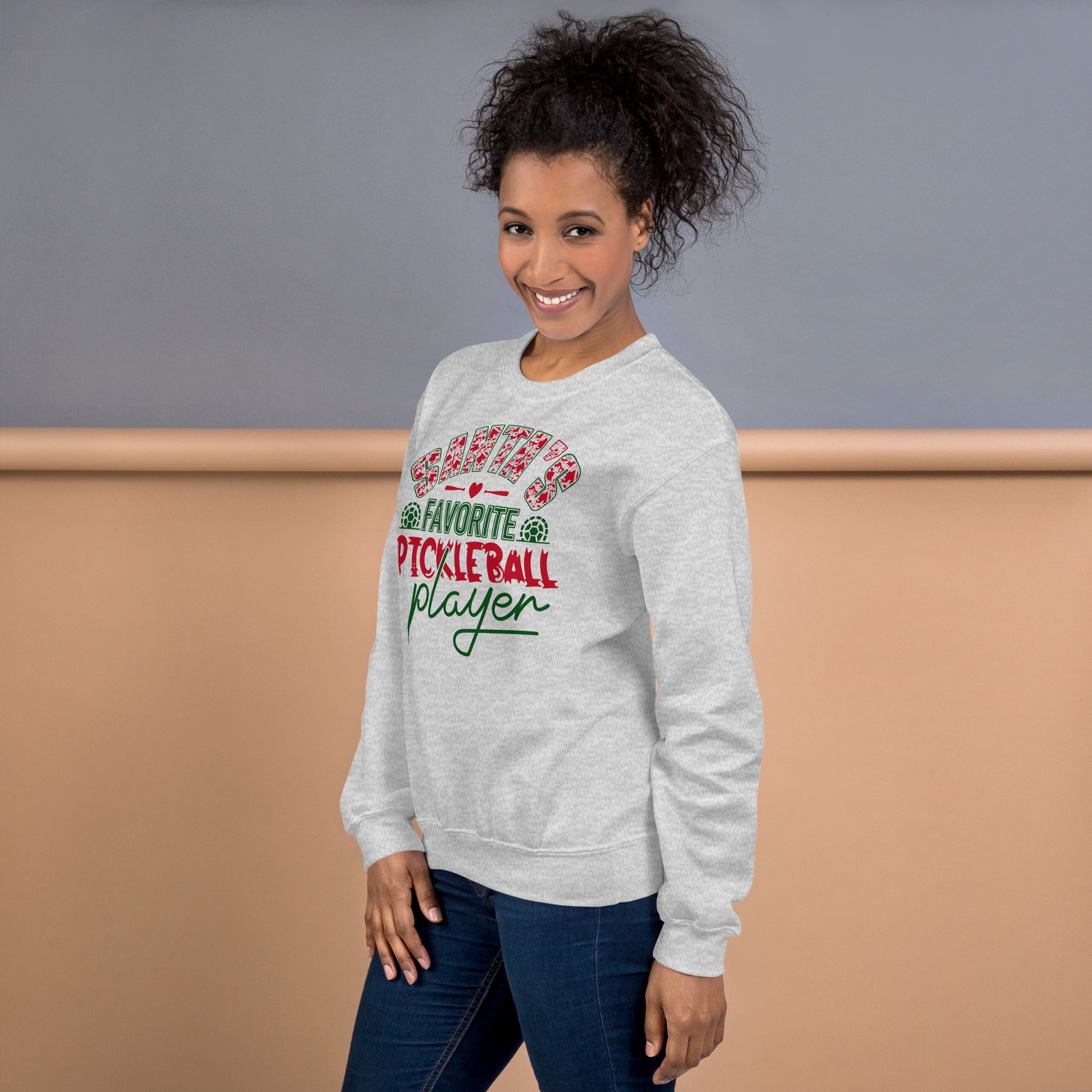 Santa's Favorite Pickleball Player Sweatshirt - Color: Light Blue