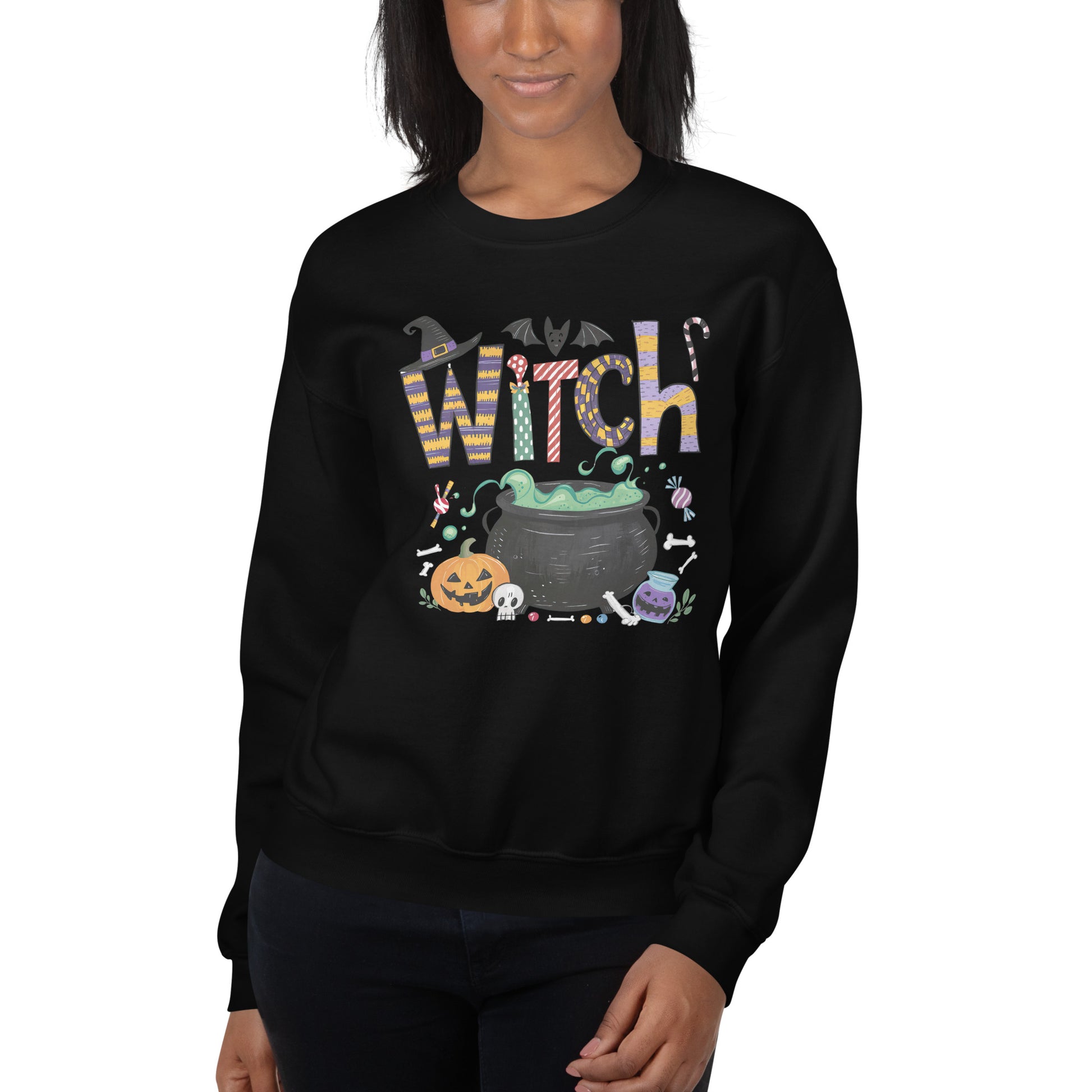 Witch (Halloween Witch) Sweatshirt Color: Black