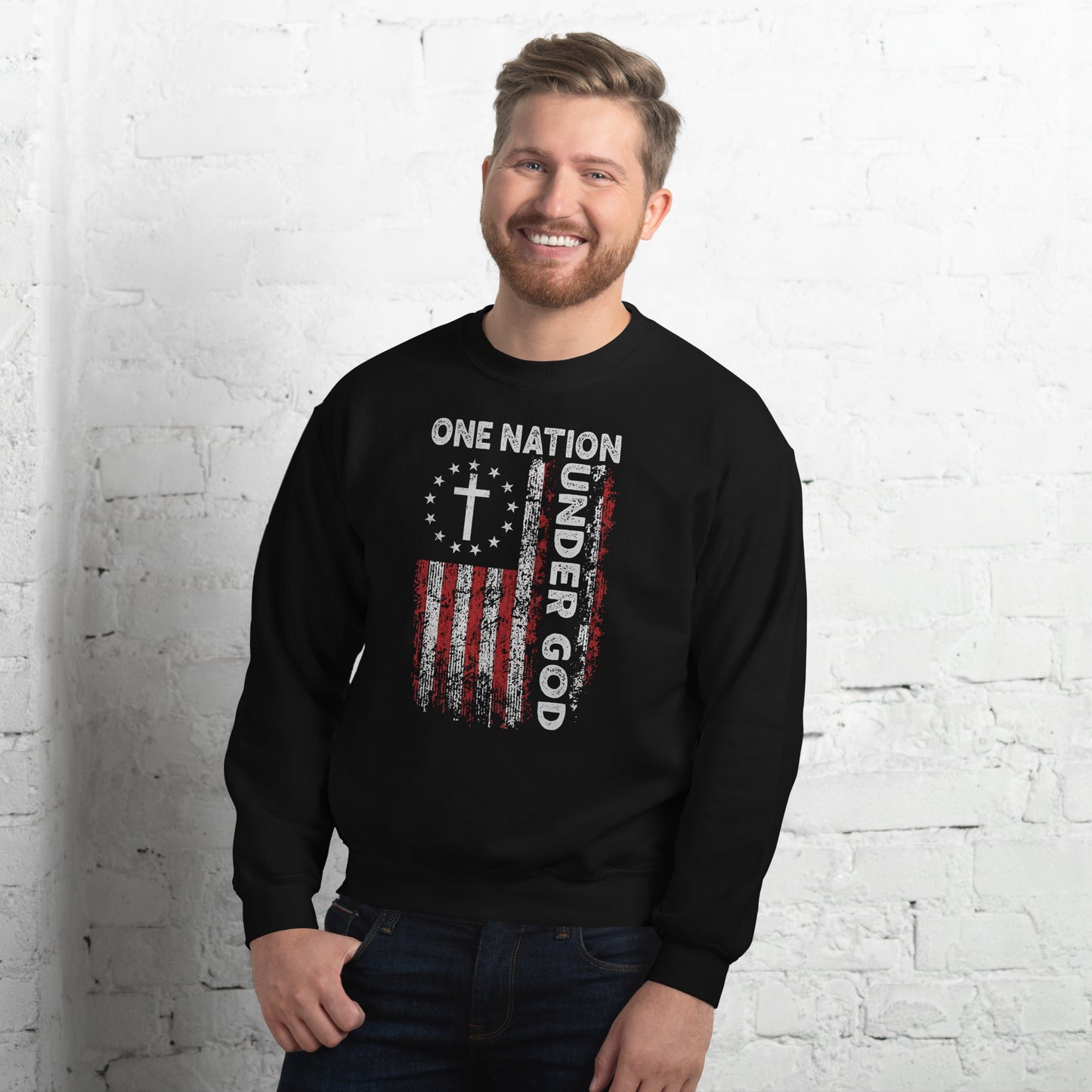 One Nation Under God Sweatshirt (God and Country) - Color: Black