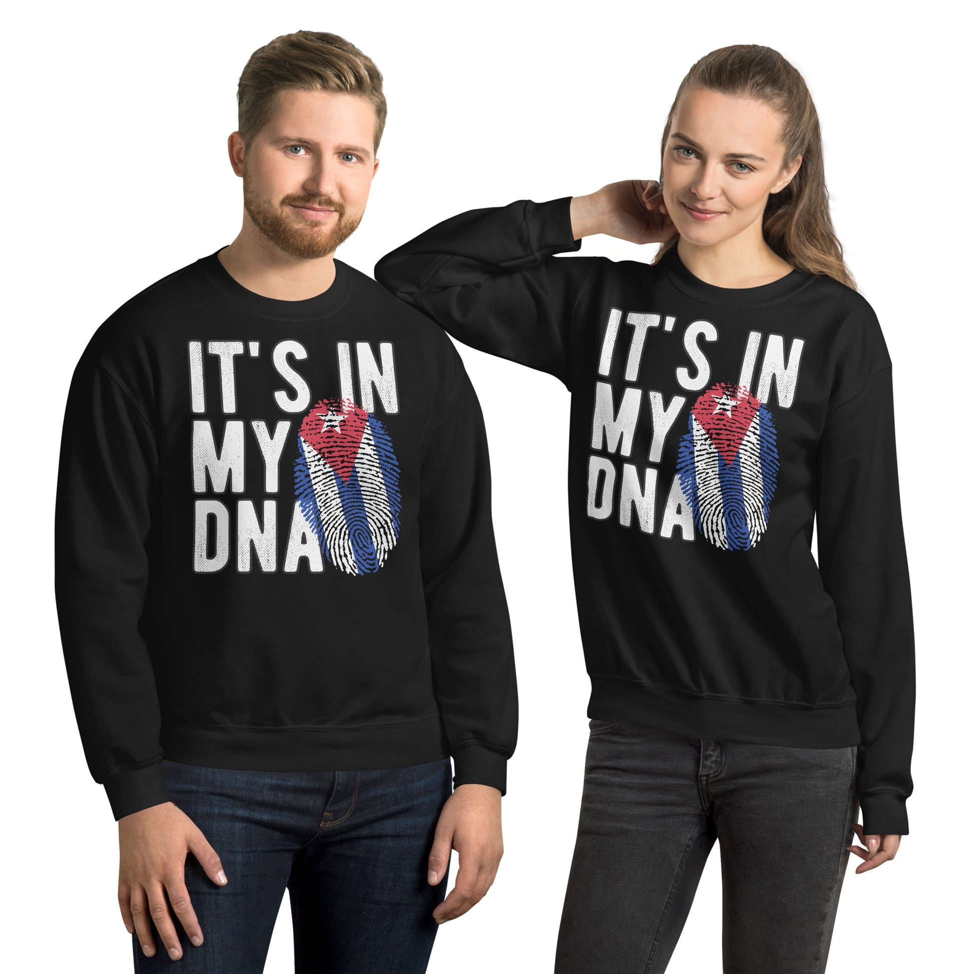 Cuban DNA Sweatshirt – Fingerprint Flag Design Color: Black