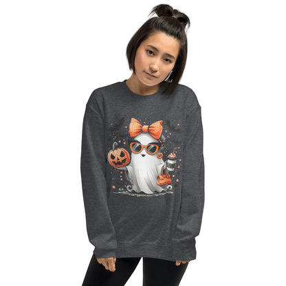 Cute Halloween Mom Ghost Sweatshirt Color: Red