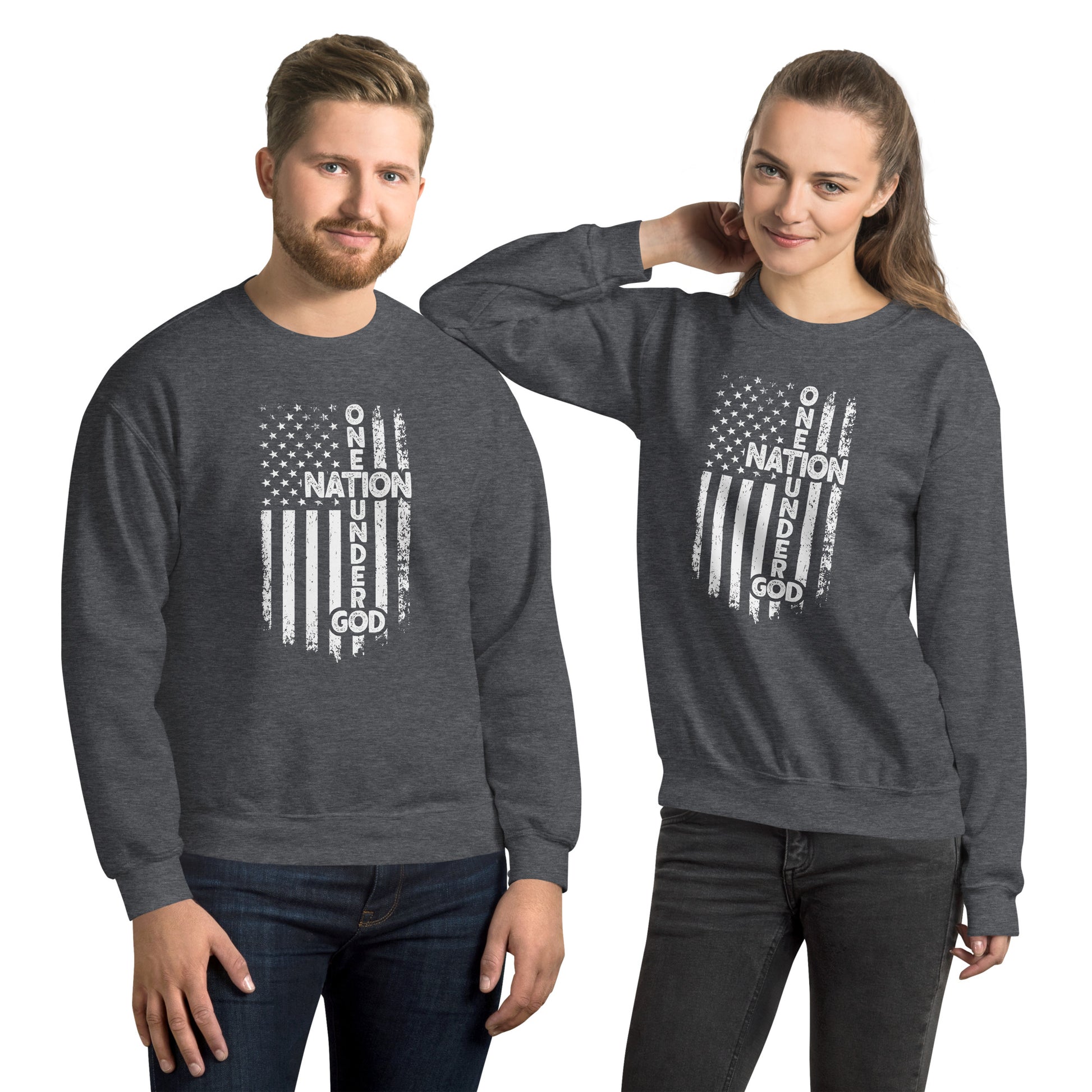 One Nation Under God Sweatshirt - Color: Dark Heather