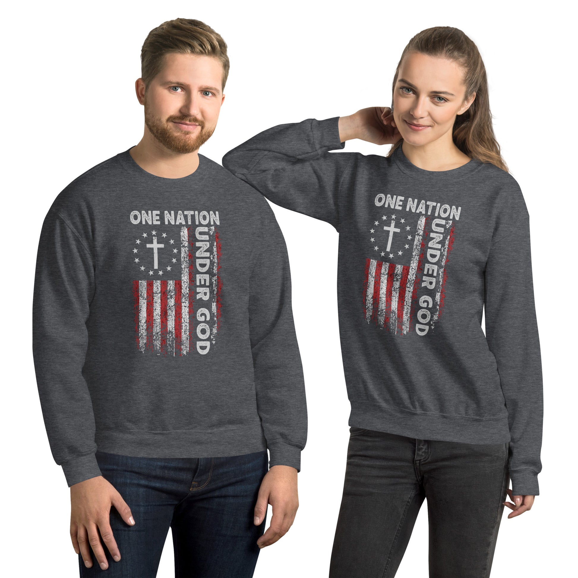 One Nation Under God Sweatshirt (God and Country) - Color: Dark Heather