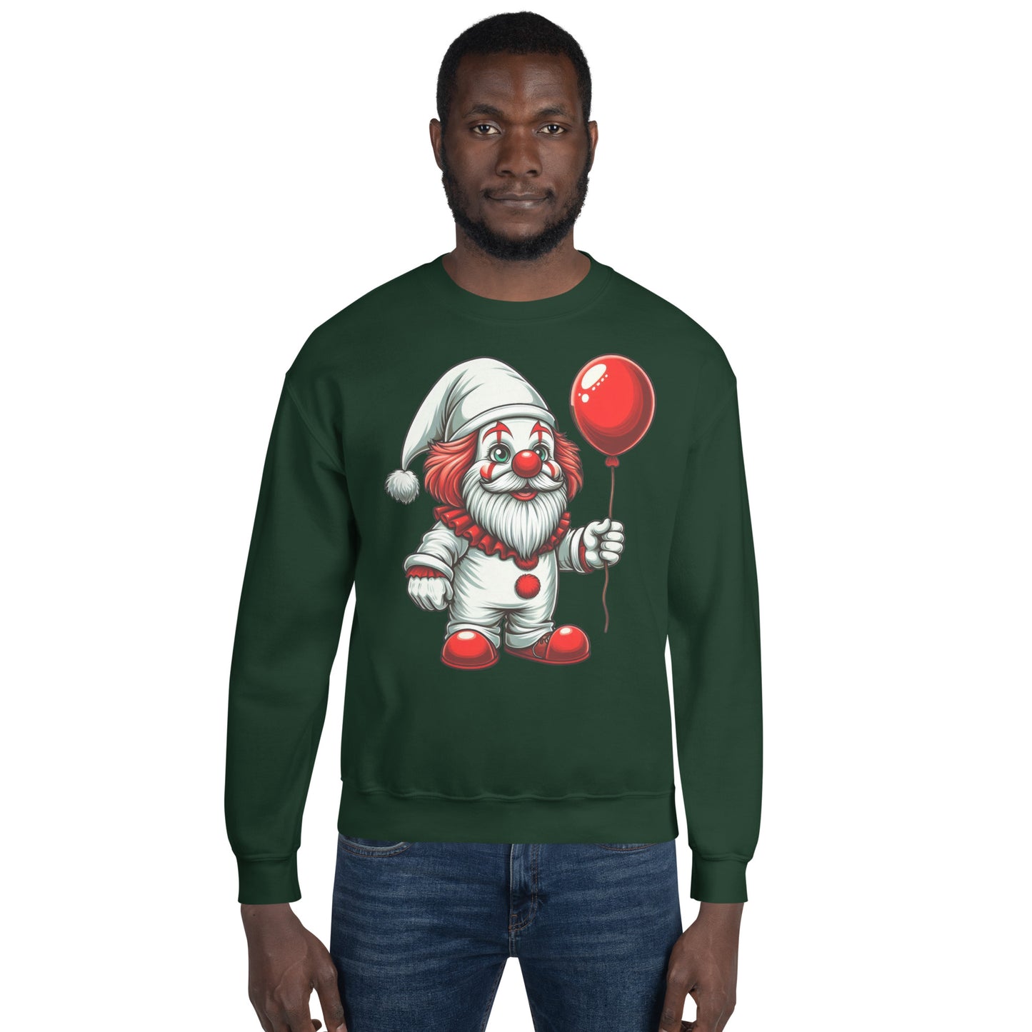 Scary Gnome with Red Balloon Sweatshirt Color: Black