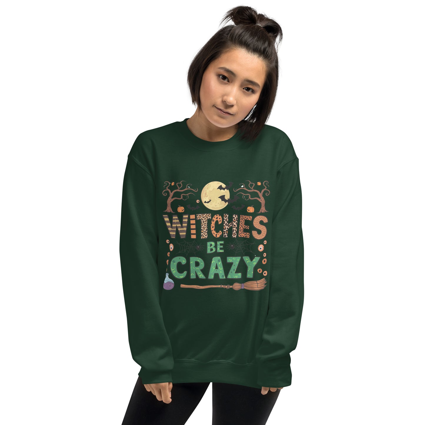 Witches Be Crazy Sweatshirt (Halloween Witch) Color: Black