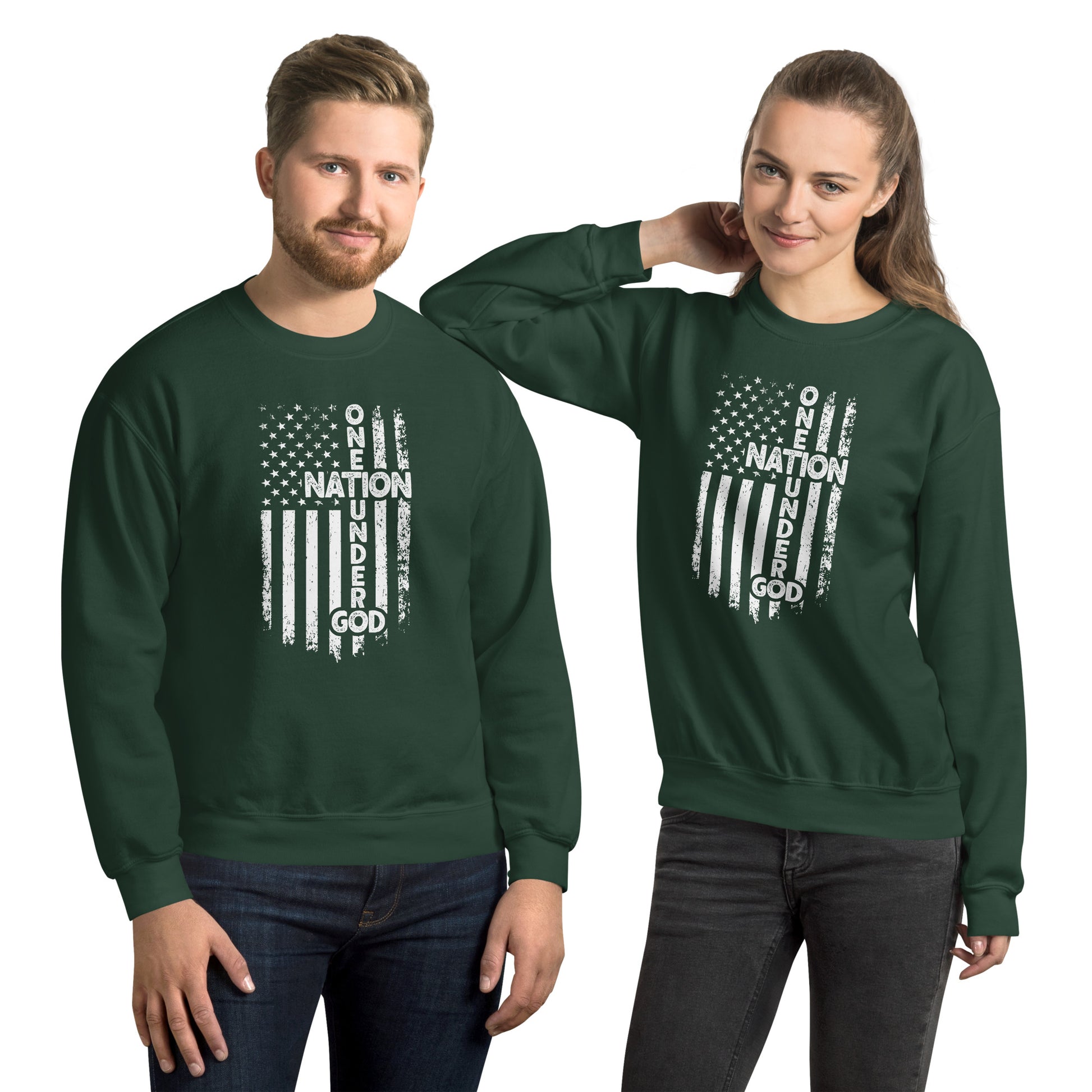 One Nation Under God Sweatshirt - Color: Forest Green