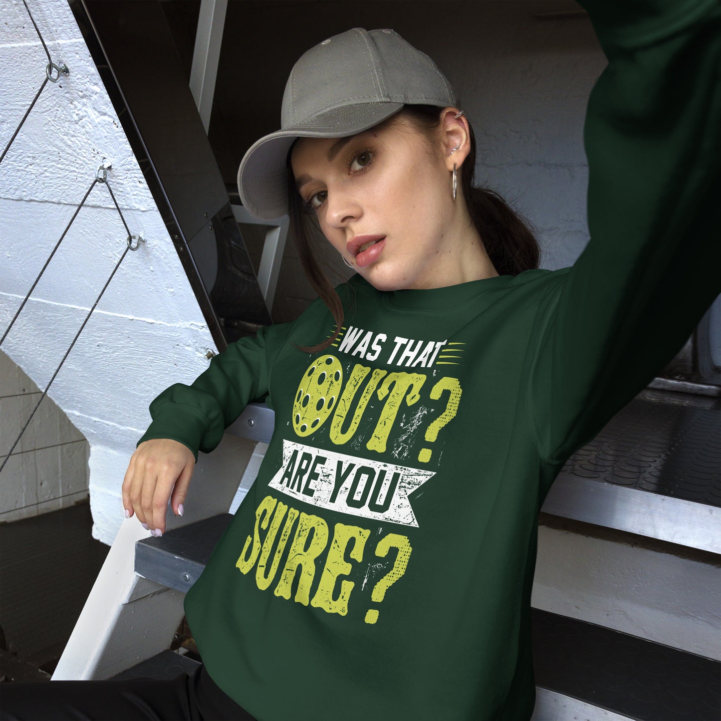 Was That Out Are You Sure (Pickleball) Sweatshirt - Color: Black