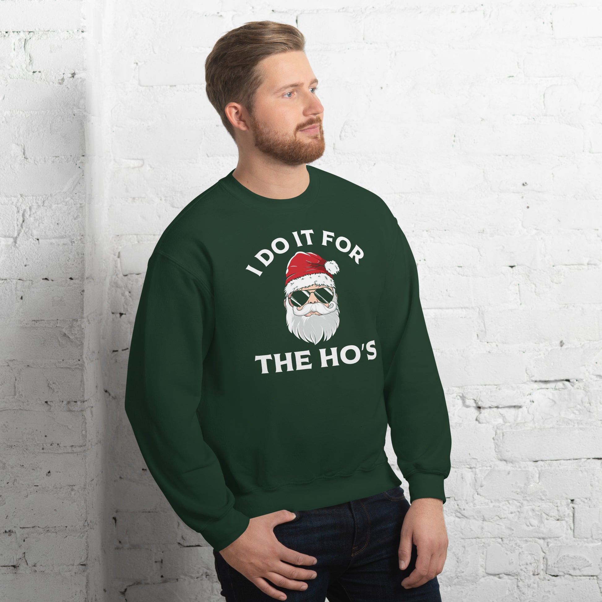 Christmas Santa Says I Do It for the Ho's Sweatshirt - Color: Black